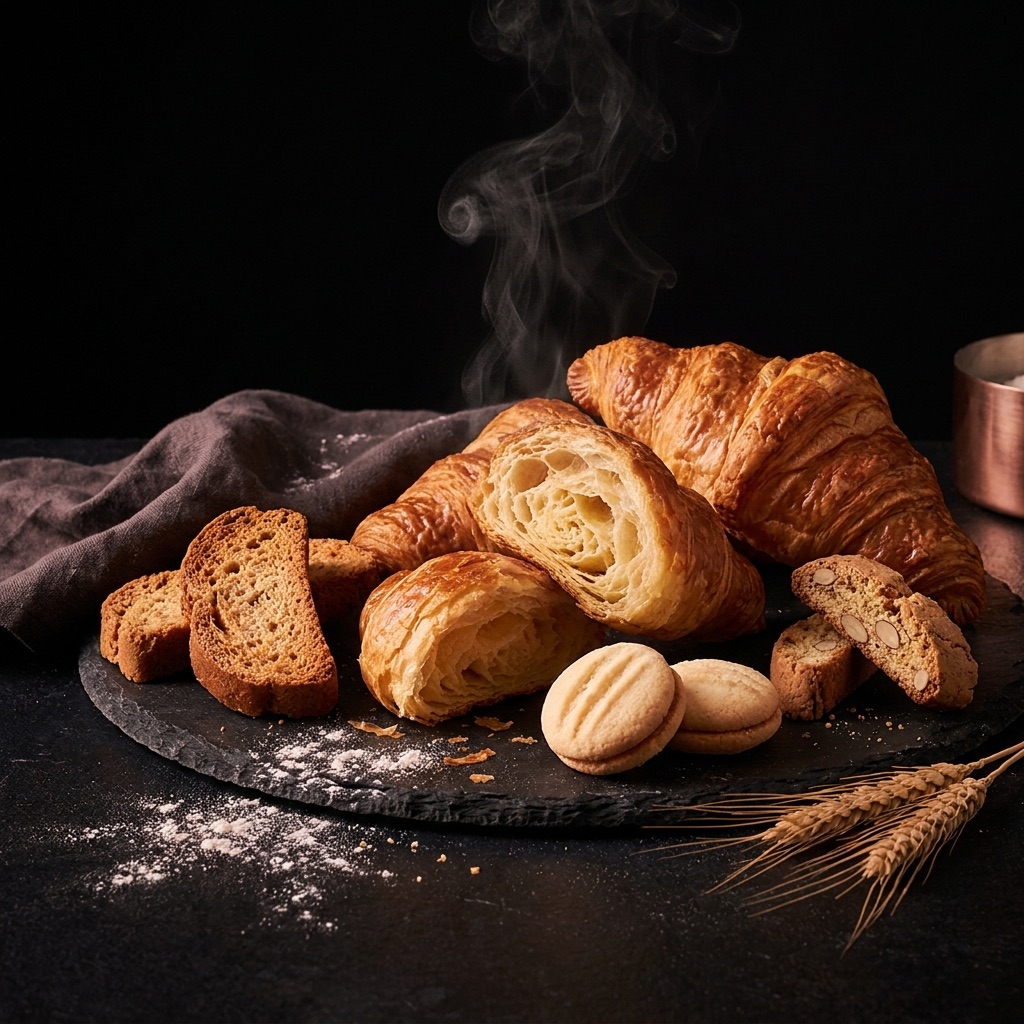 Fresh croissants, cookies and rusks from the Bitta bakery ovens